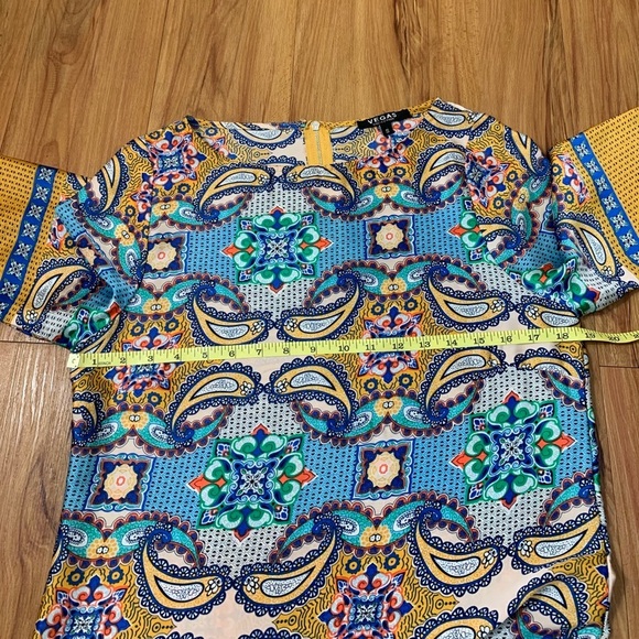 Vegas Collection Boho Paisley Print Satin Dress - Picture 10 of 11